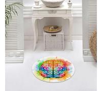DALEXHM Alfombrilla de baño de Microfibra Alfombrilla para pies Alfombra de baño Super Absorbente Alfombra de baño,Acuarela, Vibrante y Colorido Cerebro Humano, Cuerpo, neurología, hemisferio,60x60cm
