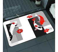 DALEXHM Alfombrilla de baño de Microfibra Alfombrilla para pies Alfombra de baño Super Absorbente Alfombra de baño,Peces Artísticos Koi Carpa Estanque Chino Zen Japón Fortuna Hermoso,50x80cm