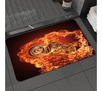 DALEXHM Alfombrilla de baño de Microfibra Alfombrilla para pies Alfombra de baño Super Absorbente Alfombra de baño,Conjunto Varonil, Chopper Bike irrumpe en el Fuego Moto-Moto-Deporte groso,40x60cm