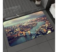 DALEXHM Alfombrilla de baño de microfibra Alfombrilla para pies Alfombra de baño Super Absorbente Alfombra de baño,Vista urbana de Londres, imagen panorámica del río Támesis y el Puente de la,60x100cm