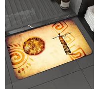 DALEXHM Alfombrilla de baño de Microfibra Alfombrilla para pies Alfombra de baño Super Absorbente Alfombra de baño,Decoración de Figura Humana Tribal con Textura Retro, con tótems primitivos,60x100cm