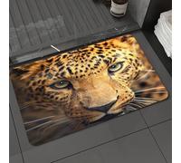 DALEXHM Alfombrilla de baño de Microfibra Alfombrilla para pies Alfombra de baño Super Absorbente Alfombra de baño,Leopardo, Leopardo de Cerca, Mirada Salvaje, Retrato, Primer Plano,40x60cm