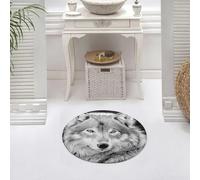 DALEXHM Alfombrilla de baño de Microfibra Alfombrilla para pies Alfombra de baño Super Absorbente Alfombra de baño,Representaciones artísticas del Lobo, Las impactantes Pinturas en Blanco y n,60x60cm