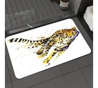 DALEXHM Alfombrilla de baño de Microfibra Alfombrilla para pies Alfombra de baño Super Absorbente Alfombra de baño,Gráficos de Guepardo con Salpicaduras de Acuarela, diseño Inusual, Vida silv,50x80cm