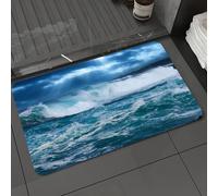 DALEXHM Alfombrilla de baño de Microfibra Alfombrilla para pies Alfombra de baño Super Absorbente Alfombra de baño,Nubes oscuras y Olas rompientes Durante una tormenta en el océano Atlántico,50x80cm