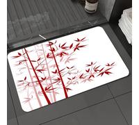 DALEXHM Alfombrilla de baño de Microfibra Alfombrilla para pies Alfombra de baño Super Absorbente Alfombra de baño,Bambú, ilustración de bambú, Naturaleza asiática, Planta exótica, patrón, sí,50x80cm
