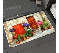 DALEXHM Alfombrilla de baño de Microfibra Alfombrilla para pies Alfombra de baño Super Absorbente Alfombra de baño,Una pequeña Ciudad del Sur de Europa, con muros de Flores, Patios, Flores FL,40x60cm