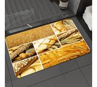 DALEXHM Alfombrilla de baño de microfibra Alfombrilla para pies Alfombra de baño Super Absorbente Alfombra de baño, Cosecha, Historia del collage Trigo Diversos tipos de pan Cultura de la pan,60x100cm