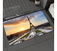 DALEXHM Alfombrilla de baño de microfibra Alfombrilla para pies Alfombra de baño Super Absorbente Alfombra de baño,Conjunto de la Torre Eiffel, Amanecer en París, con imágenes de la Torre Eif,60x100cm