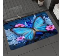 DALEXHM Alfombrilla de baño de Microfibra Alfombrilla para pies Alfombra de baño Super Absorbente Alfombra de baño,Enjambre de Mariposas místicas voladoras. Fondo Azul. Fondo de Pantalla.,60x100cm