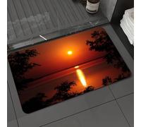 DALEXHM Alfombrilla de baño de Microfibra Alfombrilla para pies Alfombra de baño Super Absorbente Alfombra de baño,Amanecer sobre el Agua del Lago con el Reflejo del Camino en la Superficie.,40x60cm