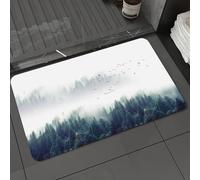 DALEXHM Alfombrilla de baño de Microfibra Alfombrilla para pies Alfombra de baño Super Absorbente Alfombra de baño,Bosque y pájaros en la Niebla, pájaros Volando Entre Las Nubes.,50x80cm