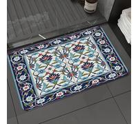 DALEXHM Alfombrilla de baño de Microfibra Alfombrilla para pies Alfombra de baño Super Absorbente Alfombra de baño,Precioso patrón sin Costuras de Azulejos y Cenefa. Adornos de azulejo marroq,50x80cm