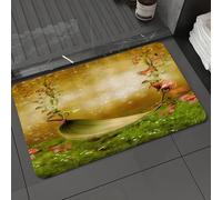 DALEXHM Alfombrilla de baño de Microfibra Alfombrilla para pies Alfombra de baño Super Absorbente Alfombra de baño,Hierba, Verde, Hamaca, Flores, patrón de Mariposa.,60x100cm