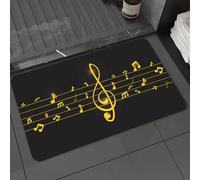 DALEXHM Alfombrilla de baño de Microfibra Alfombrilla para pies Alfombra de baño Super Absorbente Alfombra de baño,Diseño de Logotipo de Escala Musical con Concepto Dorado. Símbolo o Signo de,40x60cm