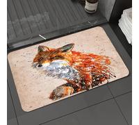 DALEXHM Alfombrilla de baño de Microfibra Alfombrilla para pies Alfombra de baño Super Absorbente Alfombra de baño,Zorro artístico en Acuarela con Tonos intensos y Pinceladas dinámicas sobre,60x100cm