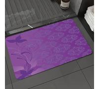 DALEXHM Alfombrilla de baño de Microfibra Alfombrilla para pies Alfombra de baño Super Absorbente Alfombra de baño,sición de Plantas Lilas sobre un Fondo de Adorno Morado.,50x80cm