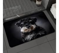 DALEXHM Alfombrilla de baño de Microfibra Alfombrilla para pies Alfombra de baño Super Absorbente Alfombra de baño,Retrato de Perro Schnauzer en Gris Oscuro, Mascota Adorable,50x80cm