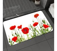 DALEXHM Alfombrilla de baño de Microfibra Alfombrilla para pies Alfombra de baño Super Absorbente Alfombra de baño,Papaver Mais rozenpapaver op EEN Witte achtergrond Met ruimte voor tekst.,60x100cm