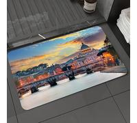 DALEXHM Alfombrilla de baño de Microfibra Alfombrilla para pies Alfombra de baño Super Absorbente Alfombra de baño,Italia, Vaticano, Roma, Vista Nocturna, Famosa basílica, re-Cosido,50x80cm