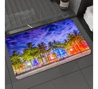 DALEXHM Alfombrilla de baño de microfibra Alfombrilla para pies Alfombra de baño Super Absorbente Alfombra de baño,Miami Beach Florida USA en Ocean Drive al atardecer, controles rápidos del m,60x100cm