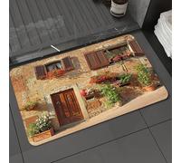 DALEXHM Alfombrilla de baño de Microfibra Alfombrilla para pies Alfombra de baño Super Absorbente Alfombra de baño,Callejón pintoresco Toscano con Arquitectura mediterránea Que florece en EST,50x80cm