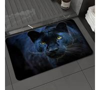 DALEXHM Alfombrilla de baño de Microfibra Alfombrilla para pies Alfombra de baño Super Absorbente Alfombra de baño, Gata, Retrato de Primer Plano de Negra con Ojos Dorados sobre Fondo Negro,40x60cm