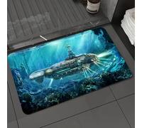 DALEXHM Alfombrilla de baño de Microfibra Alfombrilla para pies Alfombra de baño Super Absorbente Alfombra de baño,Decoración de fantasía, Ciencia ficción, Guerra submarina, Futuro.,50x80cm