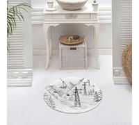 DALEXHM Alfombrilla de baño de Microfibra Alfombrilla para pies Alfombra de baño Super Absorbente Alfombra de baño,Boceto artístico de una estación de esquí, telesquí en Blanco y Negro y Tele,60x60cm