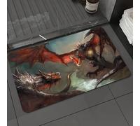 DALEXHM Alfombrilla de baño de Microfibra Alfombrilla para pies Alfombra de baño Super Absorbente Alfombra de baño,Dragón, el enfrentamiento a Vida o Muerte Entre Dos Dragones malvados Gemelo,40x60cm