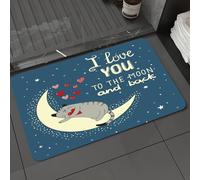 DALEXHM Alfombrilla de baño de Microfibra Alfombrilla para pies Alfombra de baño Super Absorbente Alfombra de baño,Fondo de Amor con un Lindo Gato y la Luna. Te Amo hasta la Luna y más allá.,50x80cm