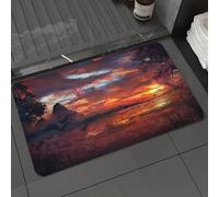 DALEXHM Alfombrilla de baño de Microfibra Alfombrilla para pies Alfombra de baño Super Absorbente Alfombra de baño,La Tierra Secreta de África bajo el Atardecer carmesí, Alce,40x60cm