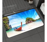 DALEXHM Alfombrilla de baño de Microfibra Alfombrilla para pies Alfombra de baño Super Absorbente Alfombra de baño,Naturaleza increíble y un Destino turístico exótico en Tailandia. Barco turí,50x80cm