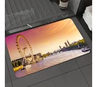 DALEXHM Alfombrilla de baño de Microfibra Alfombrilla para pies Alfombra de baño Super Absorbente Alfombra de baño,Londres, Vista del Atardecer, Puente sobre el río Támesis, Noria, London Eye,50x80cm