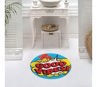 DALEXHM Alfombrilla de baño de Microfibra Alfombrilla para pies Alfombra de baño Super Absorbente Alfombra de baño,Buenas Vibraciones, sición de Arte Pop con Burbujas de diálogo, Letras Retro,60x60cm