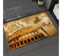 DALEXHM Alfombrilla de baño de microfibra Alfombrilla para pies Alfombra de baño Super Absorbente Alfombra de baño,Mapa del Coliseo, columnatas, escultores y concepto del Imperio Romano retro,60x100cm