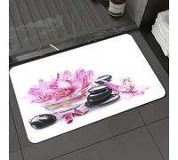 DALEXHM Alfombrilla de baño de Microfibra Alfombrilla para pies Alfombra de baño Super Absorbente Alfombra de baño,Tema de jardín Zen japonés mágico con Piedras de Loto y Masaje,40x60cm