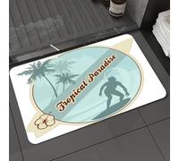 DALEXHM Alfombrilla de baño de Microfibra Alfombrilla para pies Alfombra de baño Super Absorbente Alfombra de baño,Surf, Silueta de Imagen Retro de un Surfista y Palmeras.,40x60cm