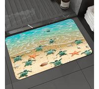 DALEXHM Alfombrilla de baño de microfibra Alfombrilla para pies Alfombra de baño Super Absorbente Alfombra de baño,Aventura en la playa de tortugas cas, costa de tortugas, maravillas del océa,60x100cm