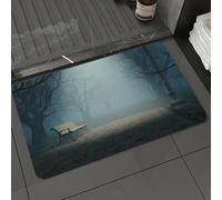 DALEXHM Alfombrilla de baño de Microfibra Alfombrilla para pies Alfombra de baño Super Absorbente Alfombra de baño,Banco en el Parque en una Noche Oscura y misteriosa Bosque Aterrador Tema de,50x80cm