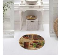 DALEXHM Alfombrilla de baño de Microfibra Alfombrilla para pies Alfombra de baño Super Absorbente Alfombra de baño,Callejón pintoresco Toscano con Arquitectura mediterránea Que florece en EST,60x60cm