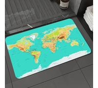 DALEXHM Alfombrilla de baño de Microfibra Alfombrilla para pies Alfombra de baño Super Absorbente Alfombra de baño,Mapa, Mapa del Mundo geografía continentes y países,60x100cm