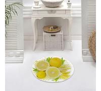 DALEXHM Alfombrilla de baño de Microfibra Alfombrilla para pies Alfombra de baño Super Absorbente Alfombra de baño,limón Amarillo sobre Fondo Blanco,60x60cm