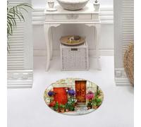 DALEXHM Alfombrilla de baño de Microfibra Alfombrilla para pies Alfombra de baño Super Absorbente Alfombra de baño,Una pequeña Ciudad del Sur de Europa, con muros de Flores, Patios, Flores FL,60x60cm