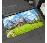 DALEXHM Alfombrilla de baño de microfibra Alfombrilla para pies Alfombra de baño Super Absorbente Alfombra de baño,Vista panorámica del pintoresco paisaje de los Alpes con un chalet de montañ,60x100cm
