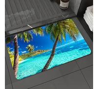 DALEXHM Alfombrilla de baño de Microfibra Alfombrilla para pies Alfombra de baño Super Absorbente Alfombra de baño,Palmeras en una Playa Tropical con mar Azul en la Isla de Moorea, Tahití,50x80cm