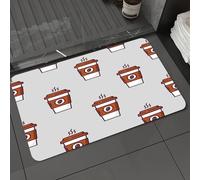 DALEXHM Alfombrilla de baño de Microfibra Alfombrilla para pies Alfombra de baño Super Absorbente Alfombra de baño,Patrón sin Costuras con una Taza de café sobre Fondo Gris. Diseño Plano de l,50x80cm