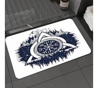 DALEXHM Alfombrilla de baño de Microfibra Alfombrilla para pies Alfombra de baño Super Absorbente Alfombra de baño,Tatuaje de Nudo Celta de la Trinidad, Yelmo del Asombro, Aegishjalmur. Símbo,50x80cm