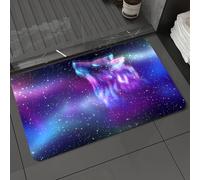 DALEXHM Alfombrilla de baño de Microfibra Alfombrilla para pies Alfombra de baño Super Absorbente Alfombra de baño,Cielo Colorido del Norte con espíritu de Lobo Aullando y Aurora Boreal.,60x100cm