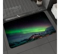 DALEXHM Alfombrilla de baño de microfibra Alfombrilla para pies Alfombra de baño Super Absorbente Alfombra de baño,Aurora boreal, sur de Islandia en el cielo sobre colinas rocosas, vista noct,60x100cm